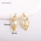 Brass Hollow Leaf Earring Pendants 14K Plating