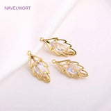 Brass Hollow Leaf Earring Pendants 14K Plating