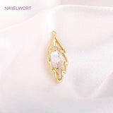 Brass Hollow Leaf Earring Pendants 14K Plating