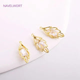 Brass Hollow Leaf Earring Pendants 14K Plating