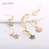 Brass Hollow Leaf Earring Pendants 14K Plating