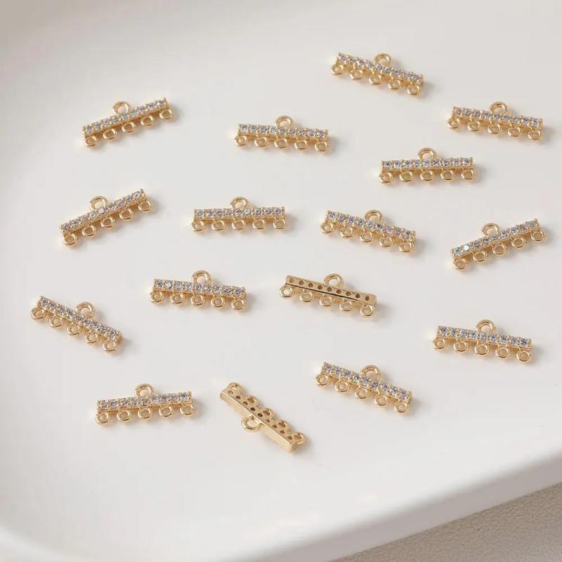 4PCS 14k Plated Crossbar Eardrop with Zircon Diy Earrings