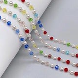 1m Transparent Beaded Chain 4mm Glass Beads Necklace for DIY Crafts