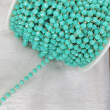 1m Transparent Beaded Chain 4mm Glass Beads Necklace for DIY Crafts