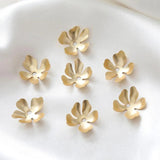 6PCS 14K Plated Flower Petals Pendant for Jewelry Making
