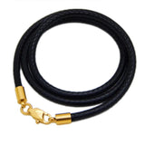 Brown Leather Necklace Choker Braided Rope Chain Cord Stainless Steel Buckle