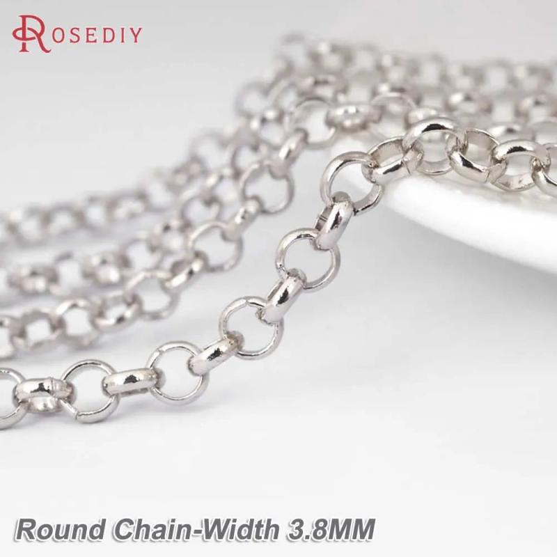 2M 1.4-3.8MM Brass Round Link Chains Necklace DIY Jewelry Making Supplies