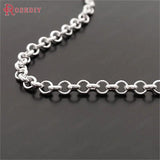 2M 1.4-3.8MM Brass Round Link Chains Necklace DIY Jewelry Making Supplies