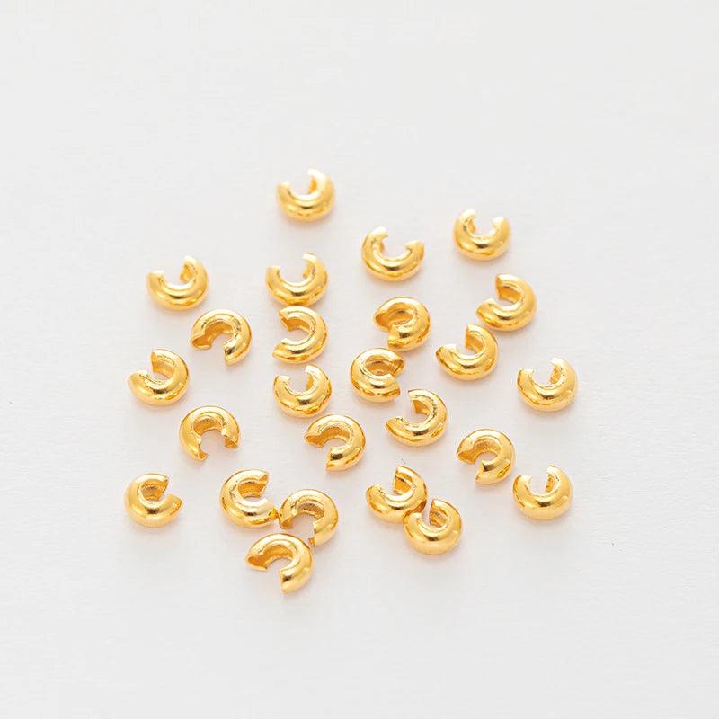 50Pcs Half Crimp Pearl Stainless Steel Knot Covers Spacers Bead DIY Bracelet