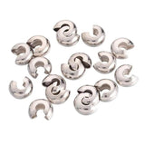 50Pcs Half Crimp Pearl Stainless Steel Knot Covers Spacers Bead DIY Bracelet
