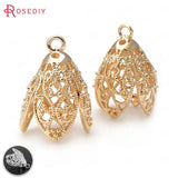 4PCS 26x17MM High Champagne Brass Tree Leafs Beads Caps DIY Jewelry