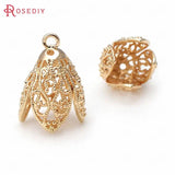 4PCS 26x17MM High Champagne Brass Tree Leafs Beads Caps DIY Jewelry