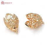 4PCS 26x17MM High Champagne Brass Tree Leafs Beads Caps DIY Jewelry