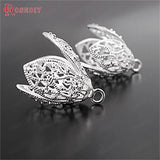 4PCS 26x17MM High Champagne Brass Tree Leafs Beads Caps DIY Jewelry