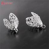 4PCS 26x17MM High Champagne Brass Tree Leafs Beads Caps DIY Jewelry