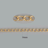 3m/lot 14x9mm Gold/Rhodium Aluminum Chain Necklace for Jewelry Making