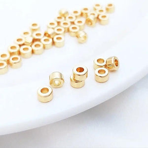10PCS 6MM 7MM 14K Plated Brass Spacer Beads for Bracelet DIY Jewelry