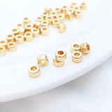 10PCS 6MM 7MM 14K Plated Brass Spacer Beads for Bracelet DIY Jewelry