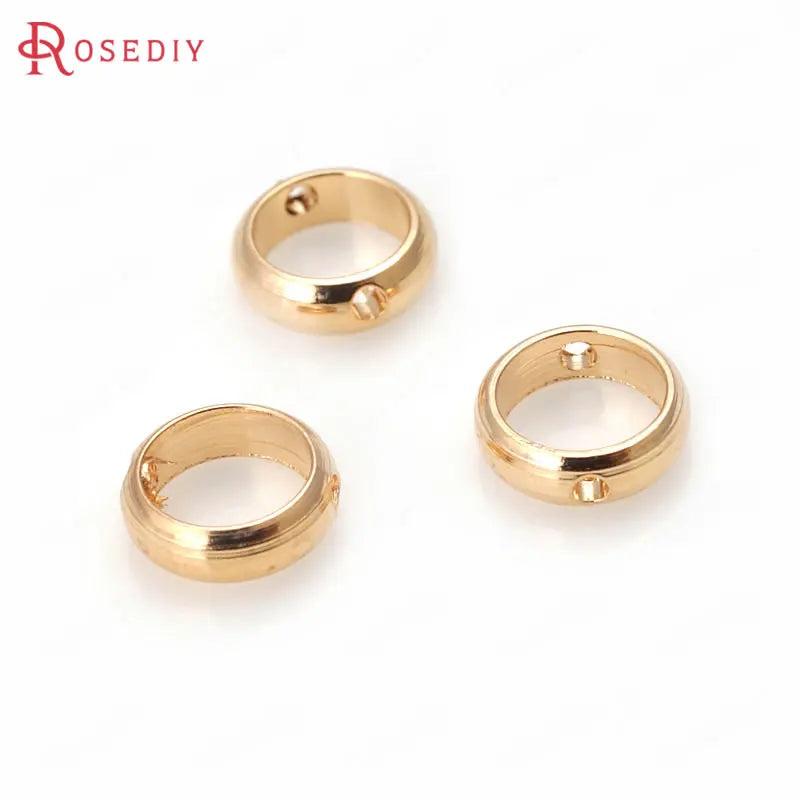 6-12MM 24K Silver Brass Beads Circles Round Through Beads