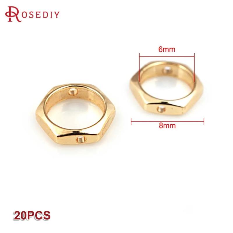 20PCS 18K Brass Hexagon Beads Circles Jewelry Making Findings