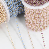 1M Pink Cube Crystal Beads Chains for Jewelry Making DIY