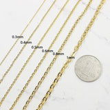 316L Stainless Steel Flat Link Cable Chain 1mm-3mm for DIY Jewelry Making