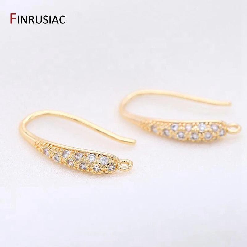 Inlaid CZ Zircon 14k Real Plated Hook Earring Findings