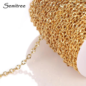 1 Meter Stainless Steel Link Flat Chains DIY Necklace Jewelry Findings