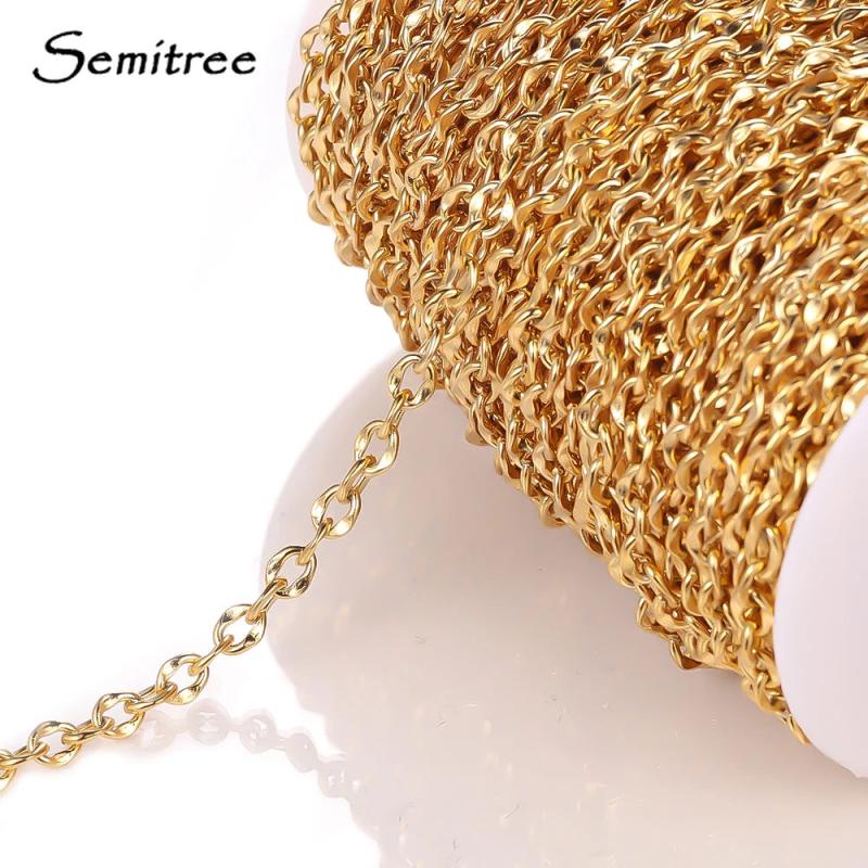 1 Meter Stainless Steel Link Flat Chains DIY Necklace Jewelry Findings