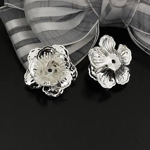 20PCS Antique Bronze 3D Flowers Beads Caps 21x10MM