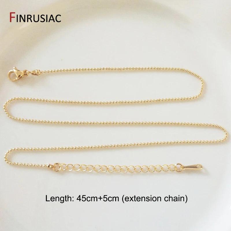 Adjustable 14K Plated Beads Chain for DIY Pendant Necklace