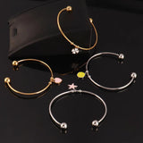 2pcs Stainless Steel Expandable Bangle Bracelet Adjustable