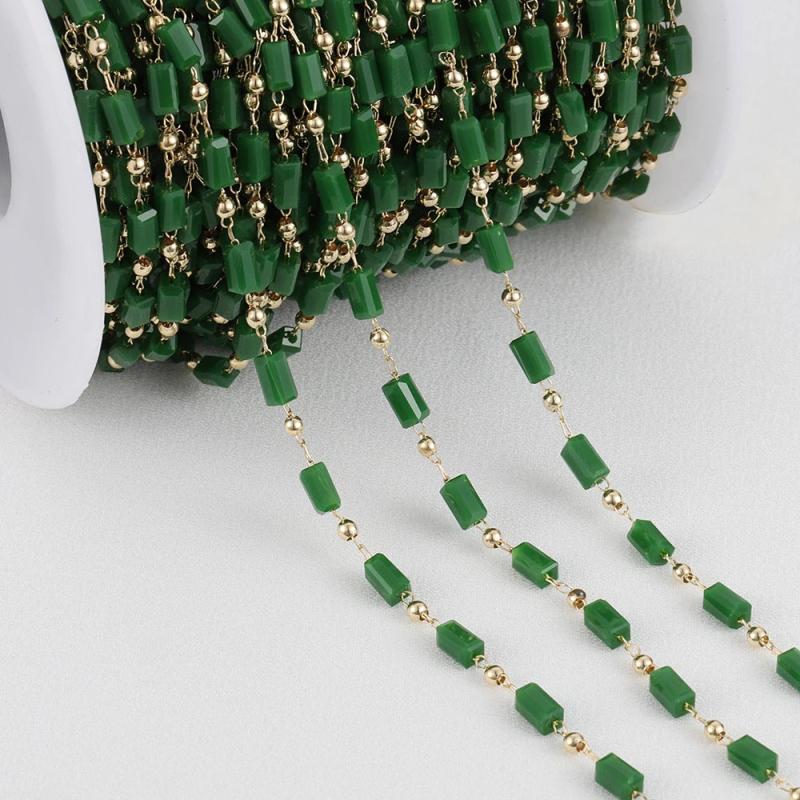 1m Bohemian Cube Beads Chains Pink Green for Choker Bracelets DIY