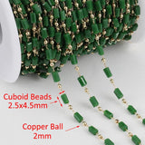 1m Bohemian Cube Beads Chains Pink Green for Choker Bracelets DIY