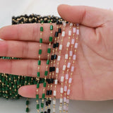 1m Bohemian Cube Beads Chains Pink Green for Choker Bracelets DIY