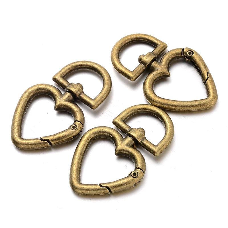 5Pcs Metal Irregular Peach Heart Love Keychain Dog Buckle Hair Ball Pendant