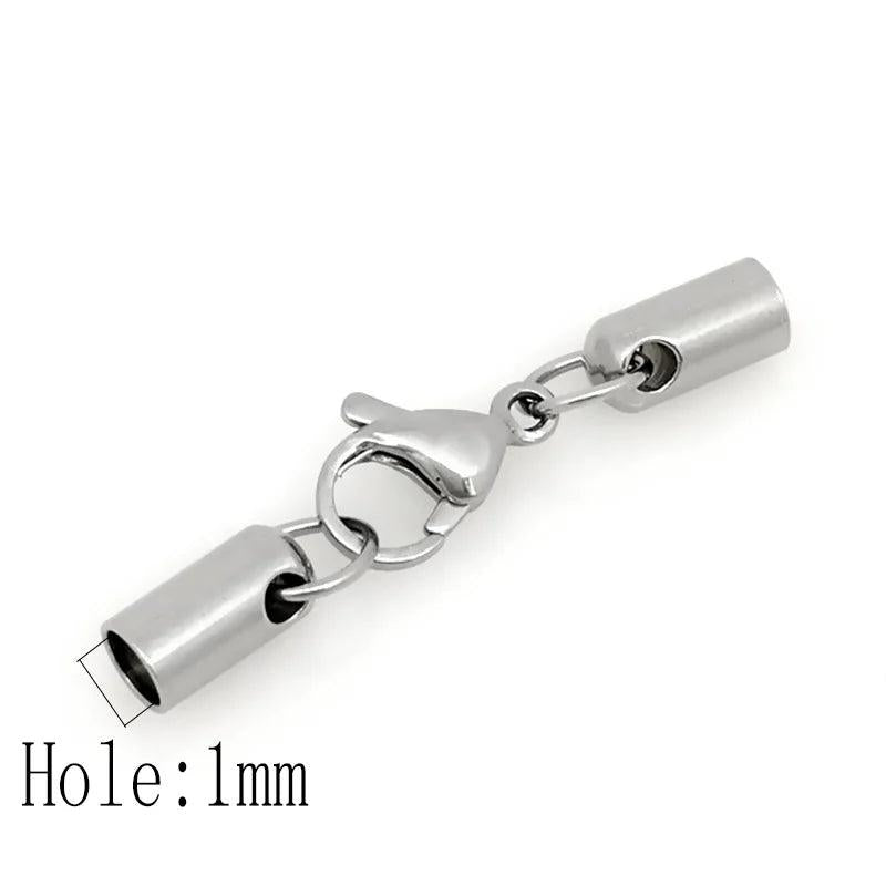 5pcs Stainless Steel Crimp Clasps Cord End Beads Caps Jewelry Making