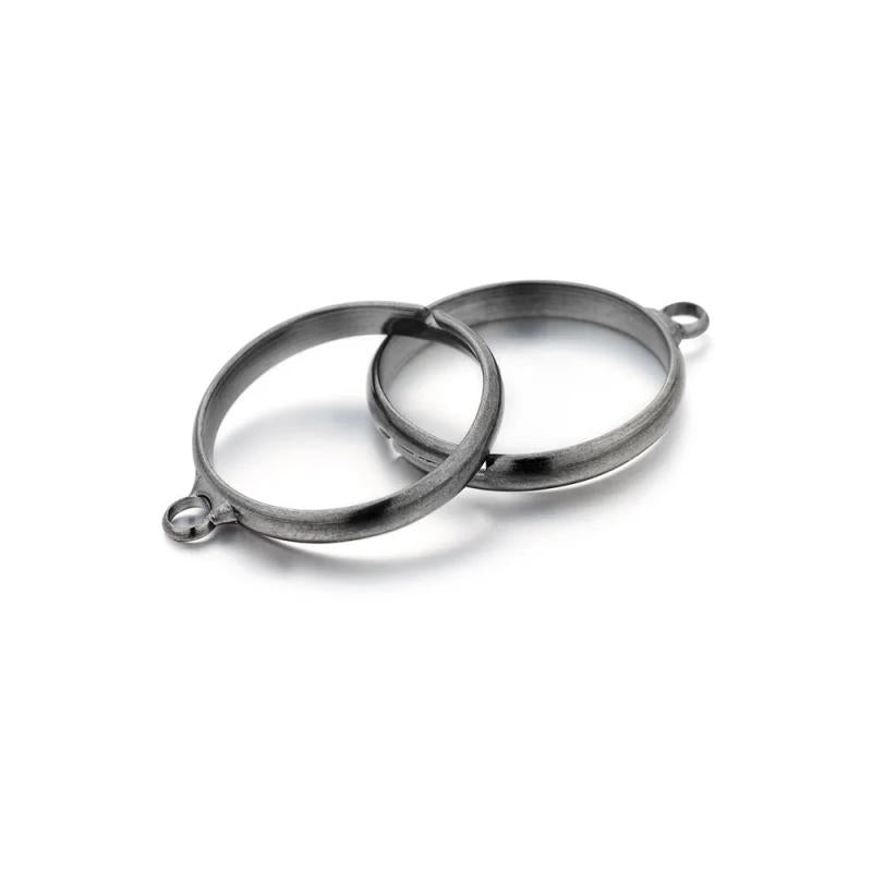 20pcs Silver Plated Adjustable Blank Rings with Hole for DIY Jewelry