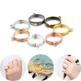20pcs Silver Plated Adjustable Blank Rings with Hole for DIY Jewelry