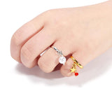 20pcs Silver Plated Adjustable Blank Rings with Hole for DIY Jewelry