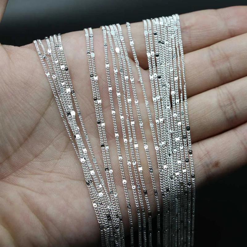 12Pcs Rhodium Lobster Clasp Chain 40-60cm for DIY Necklace Jewelry