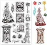 Vintage Lady and Clock Silicone Clear Stamps for DIY Cards Making