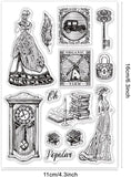 Vintage Lady and Clock Silicone Clear Stamps for DIY Cards Making