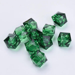 100PCS Green Acrylic Cube Beads 10x10x8mm
