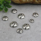 100pcs Antique Silver Clover Bead Caps 5.5mm 7.5mm 9mm