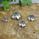 100pcs Antique Silver Clover Bead Caps 5.5mm 7.5mm 9mm