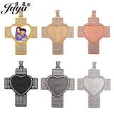 Cross Pendant Base With Rhinestone Bezel 30mm Heart Blank Tray
