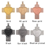 Cross Pendant Base With Rhinestone Bezel 30mm Heart Blank Tray