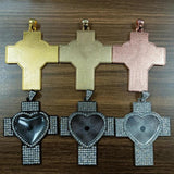 Cross Pendant Base With Rhinestone Bezel 30mm Heart Blank Tray