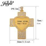Cross Pendant Base With Rhinestone Bezel 30mm Heart Blank Tray